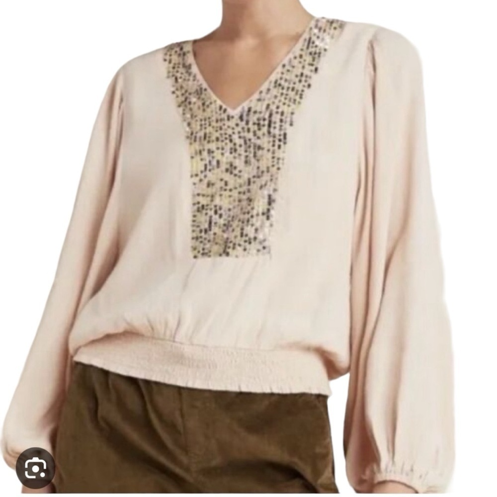 Anthropologie Maeve Kristie Sequins Blouse